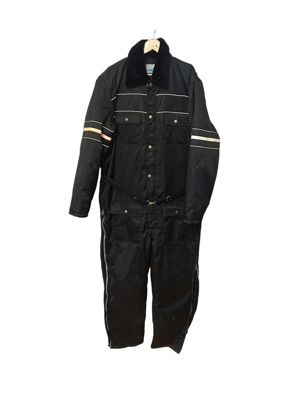 Vintage Sears Work Leisure Nylon Insulated Hooded Coveralls Jumpsuit Snow 48Tall